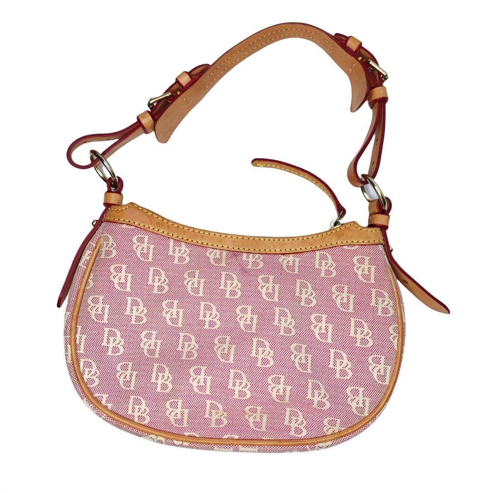 Dooney & Bourke Y2K Vintage Canvas Leather Trim Pink Monogram Bag Adjustable - Picture 5 of 12